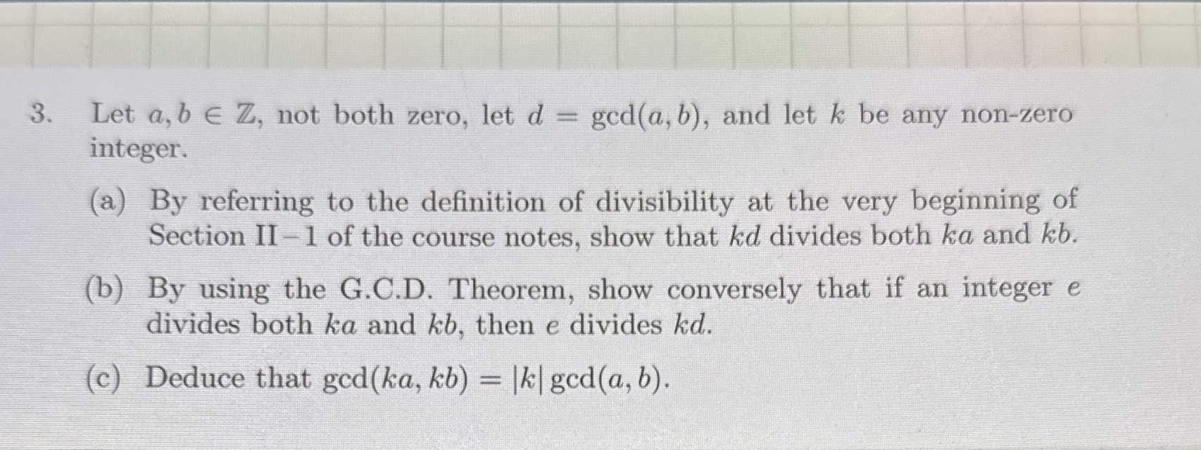 3. Let a, b E Z, not both zero, let d = god(a,