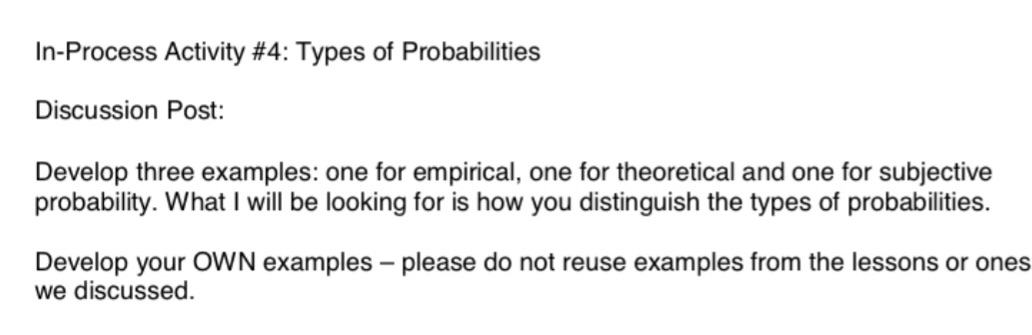 Please solve the following ln-Prooess Activity