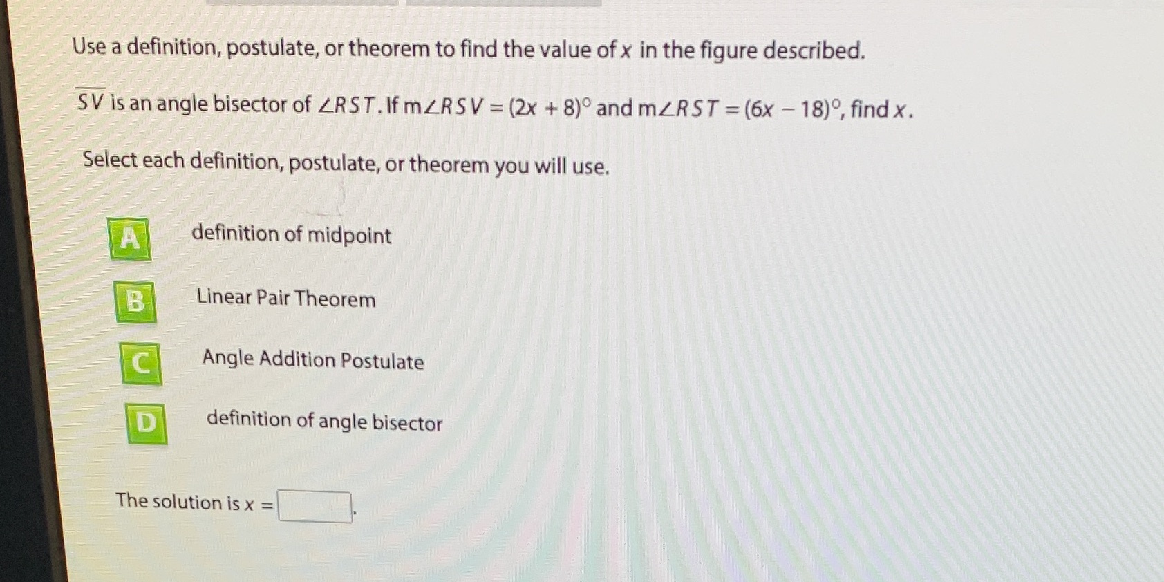 19 part 2 Use a definition, postulate, or theorem
