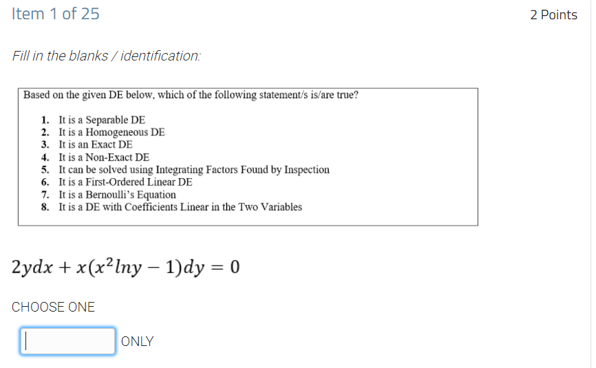 Input the number/s of your choice. The order
