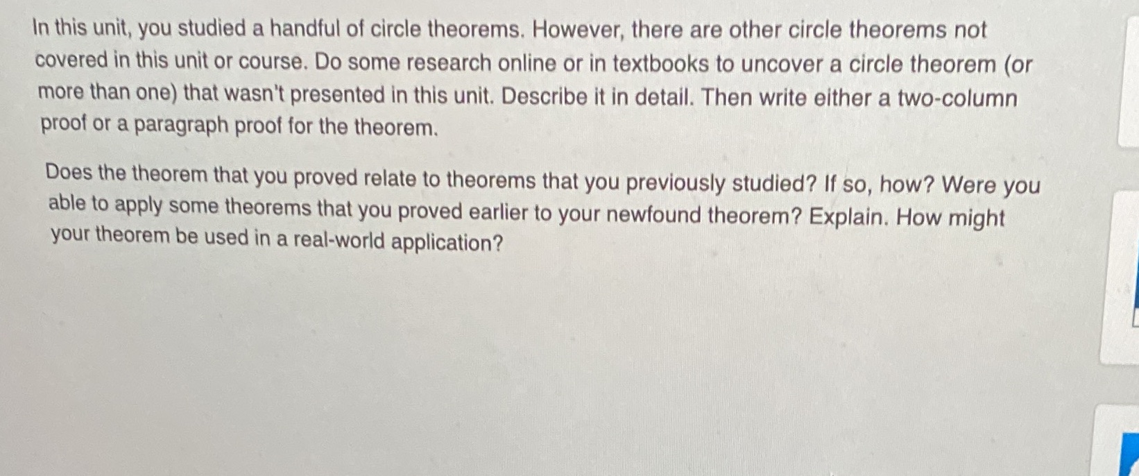 In this unit, you studied a handful of circle
