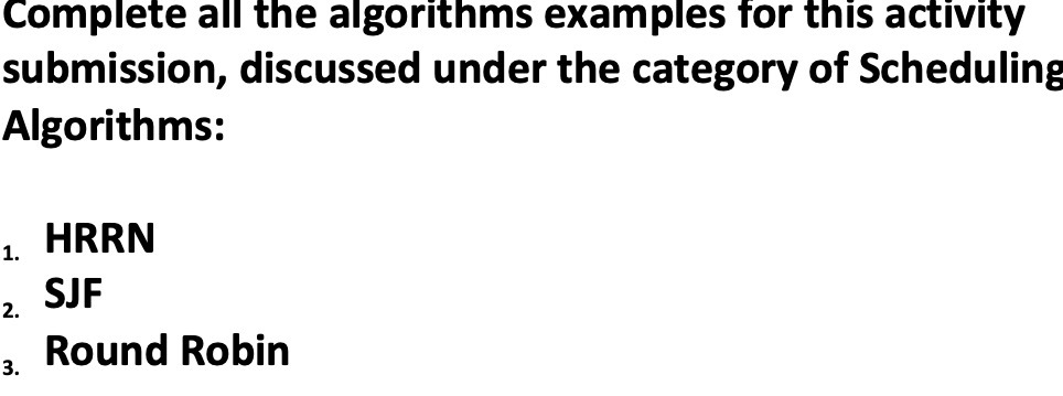 Complete all the algorithms examples for this