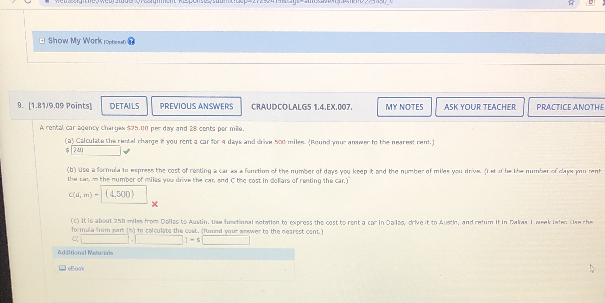 Show My Work (Optional)? 9. [1.81/9.09 Points]