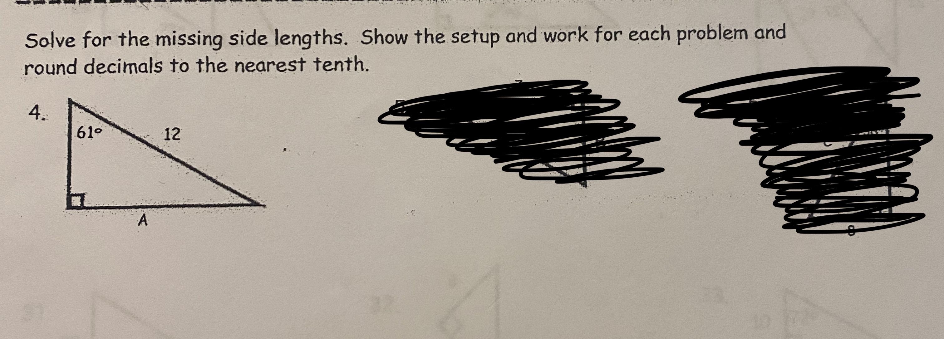 Solve for the missing side lengths. Show the