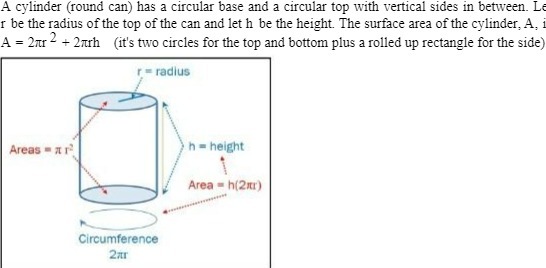A cylinder (round can) has a circular base and a