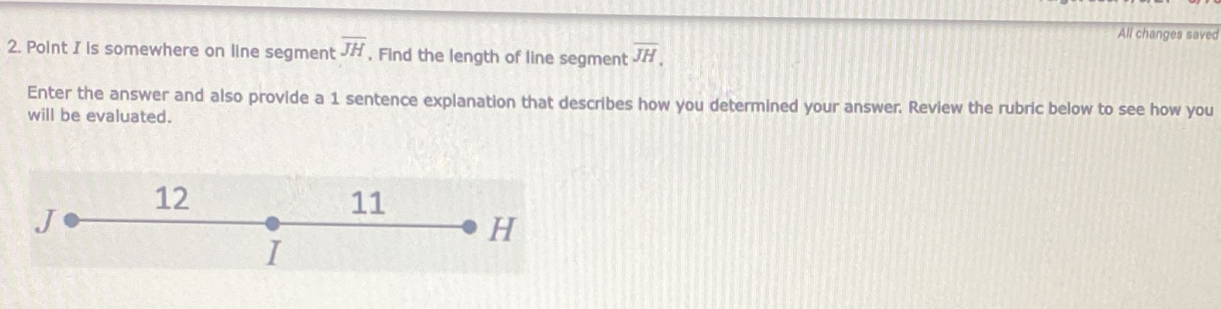 Point I is somewhere on line segment JH. Find the