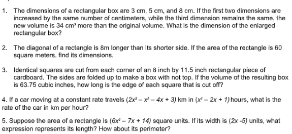 Read and Analyze the following problems. Then,
