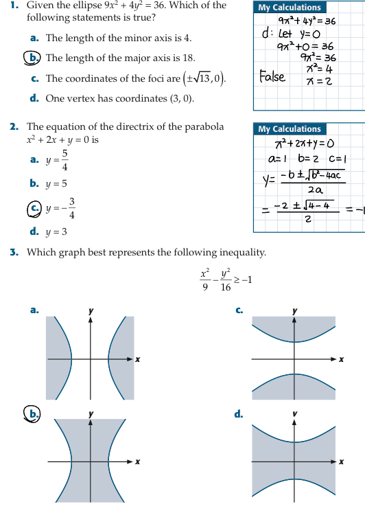 1. Given the ellipse 9x- + 4y = 36. Which of the