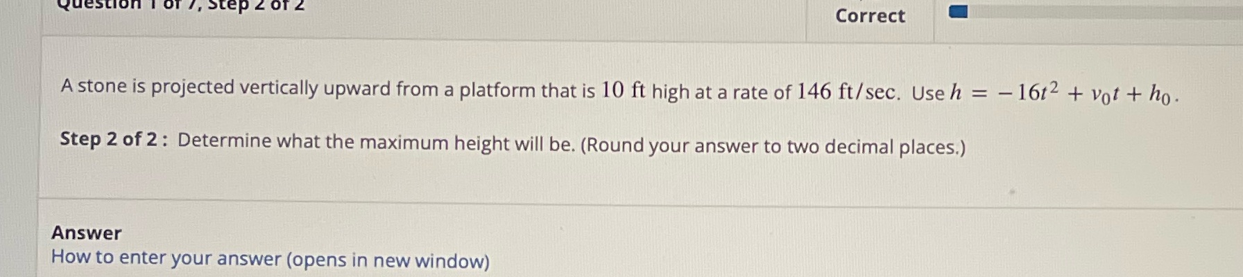 uestion 1 of Step 2 Of 2 Correct A stone is