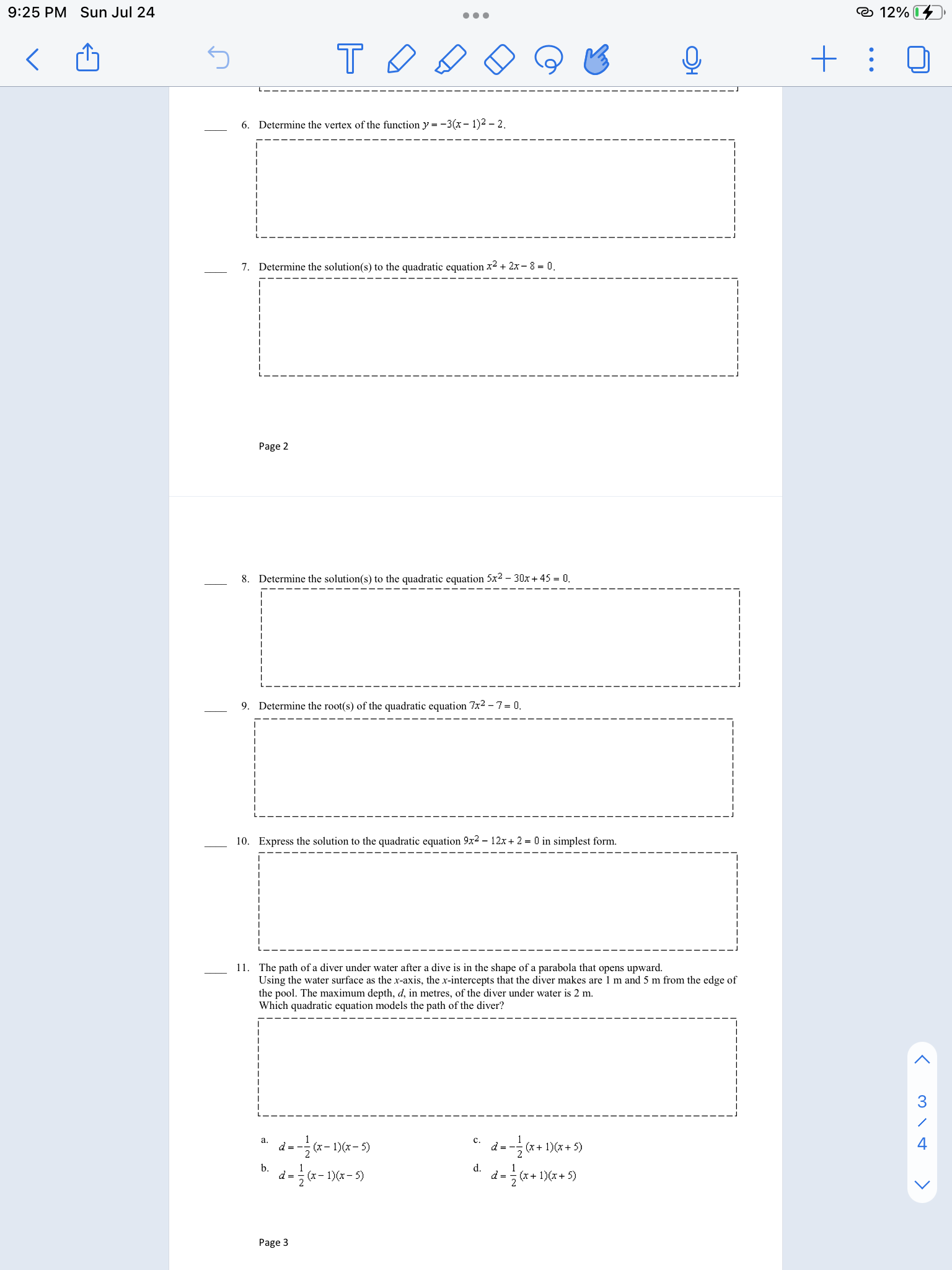 9:25 PM Sun Jul 24 . . . @ 12% % TOD O + : 9 6.