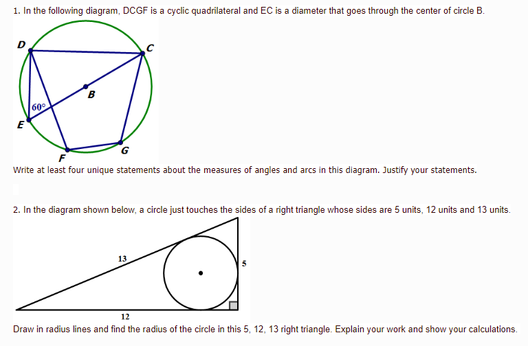 1. In the following diagram. DCGF is a cyclic