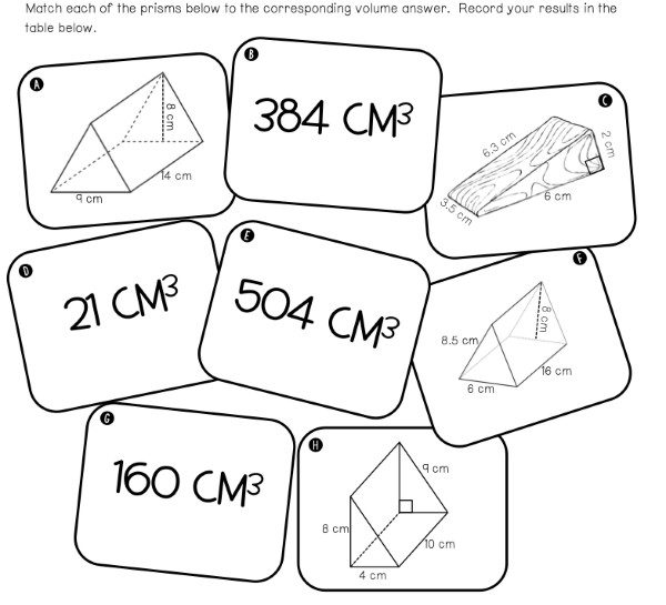 Match each of the prisms below to the