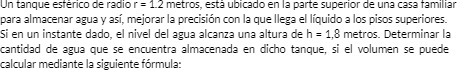 Un tanque esterico de radio r = 1.2 metros, esta