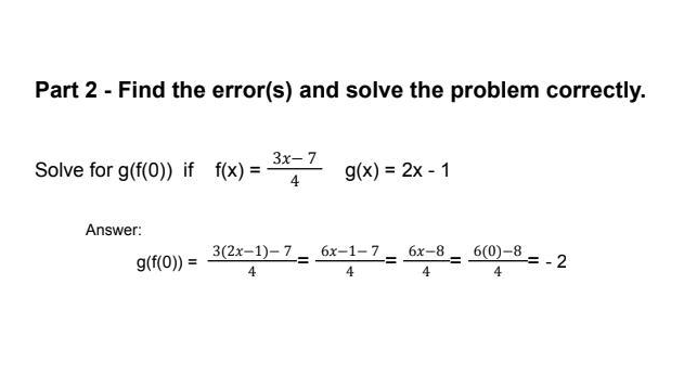 Part 2 - Find the error(s) and solve the problem