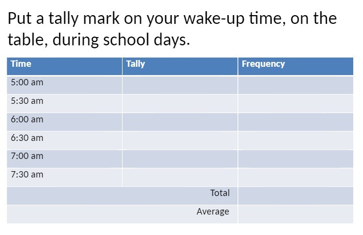 Put a tally mark on your wake-up time, on the