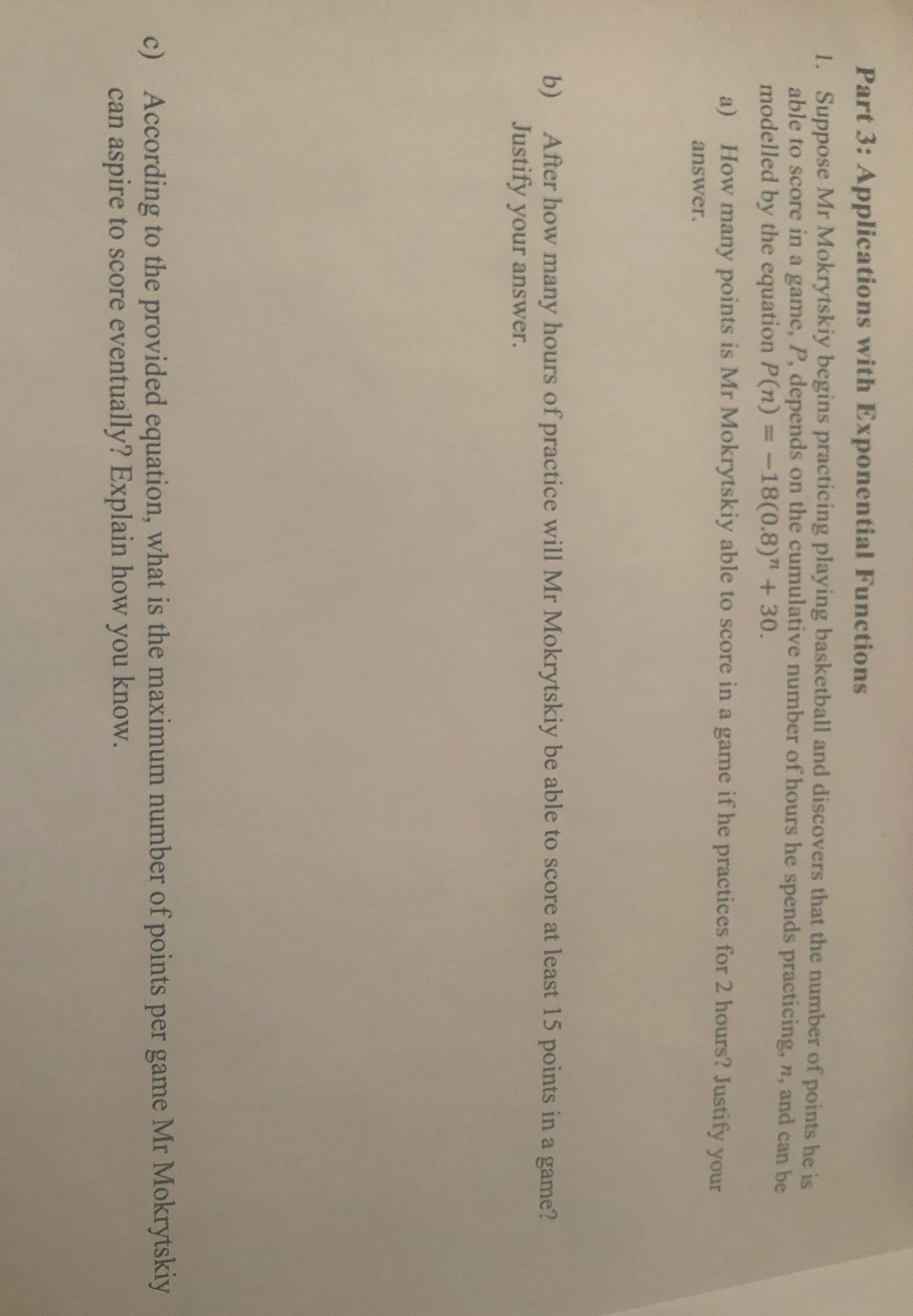 Part 3: Applications with Exponential Functions