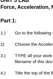 UNIT J LAD Force, Acceleration, Part 1: 1.) Go to