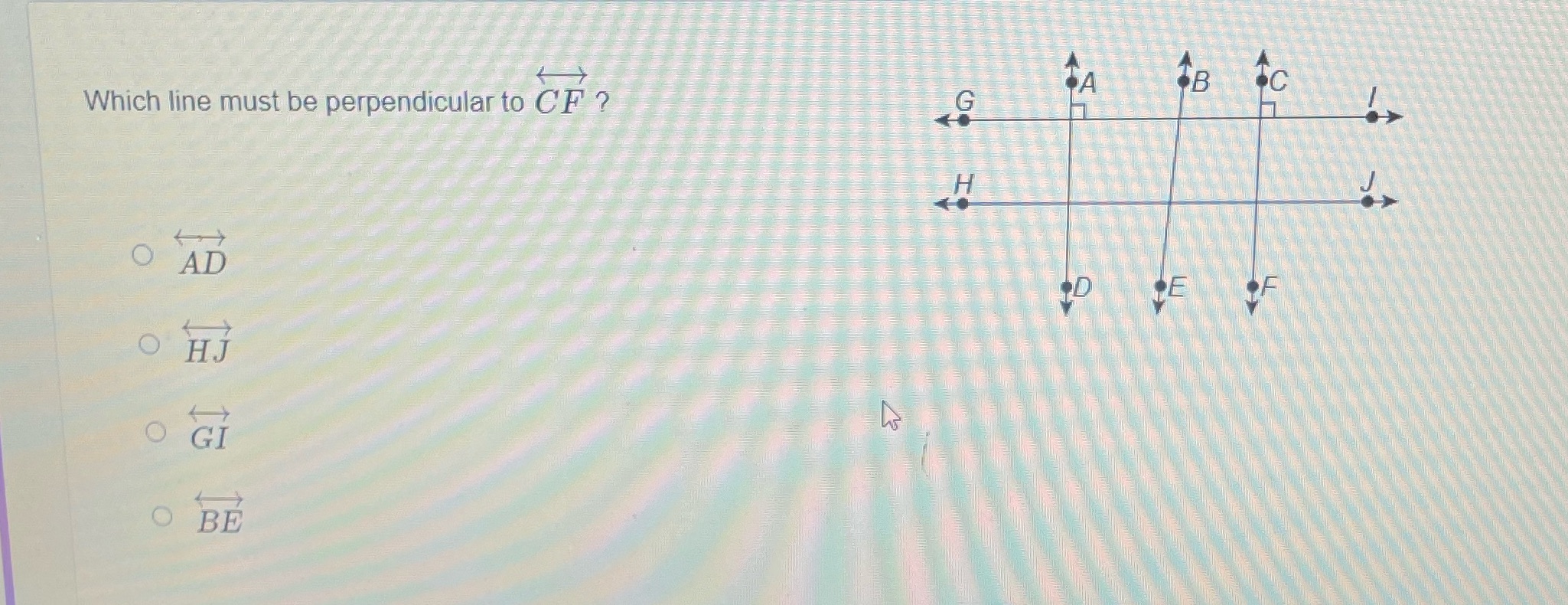 TA Which line must be perpendicular to CF ? G H O