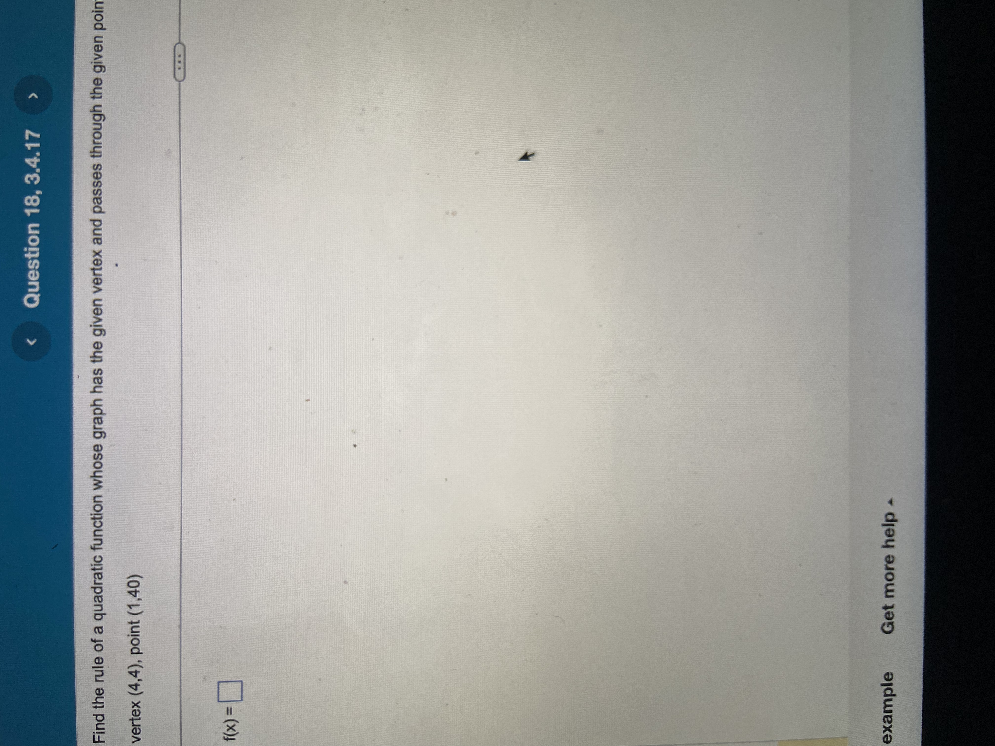 Question 18, 3.4.17 Find the rule of a quadratic