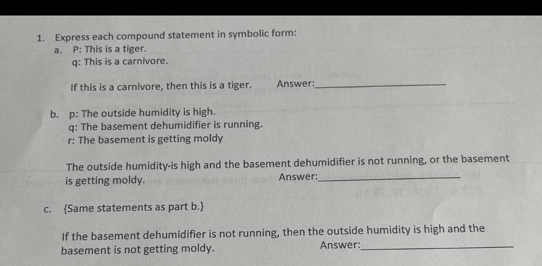 answer for a,b,c please 1. Express each compound