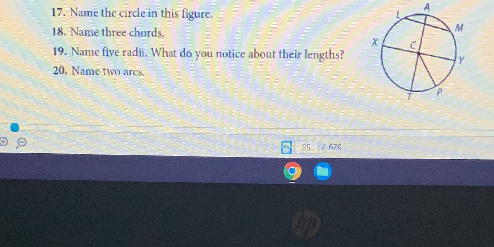 17. Name the circle in this figure. 18. Name
