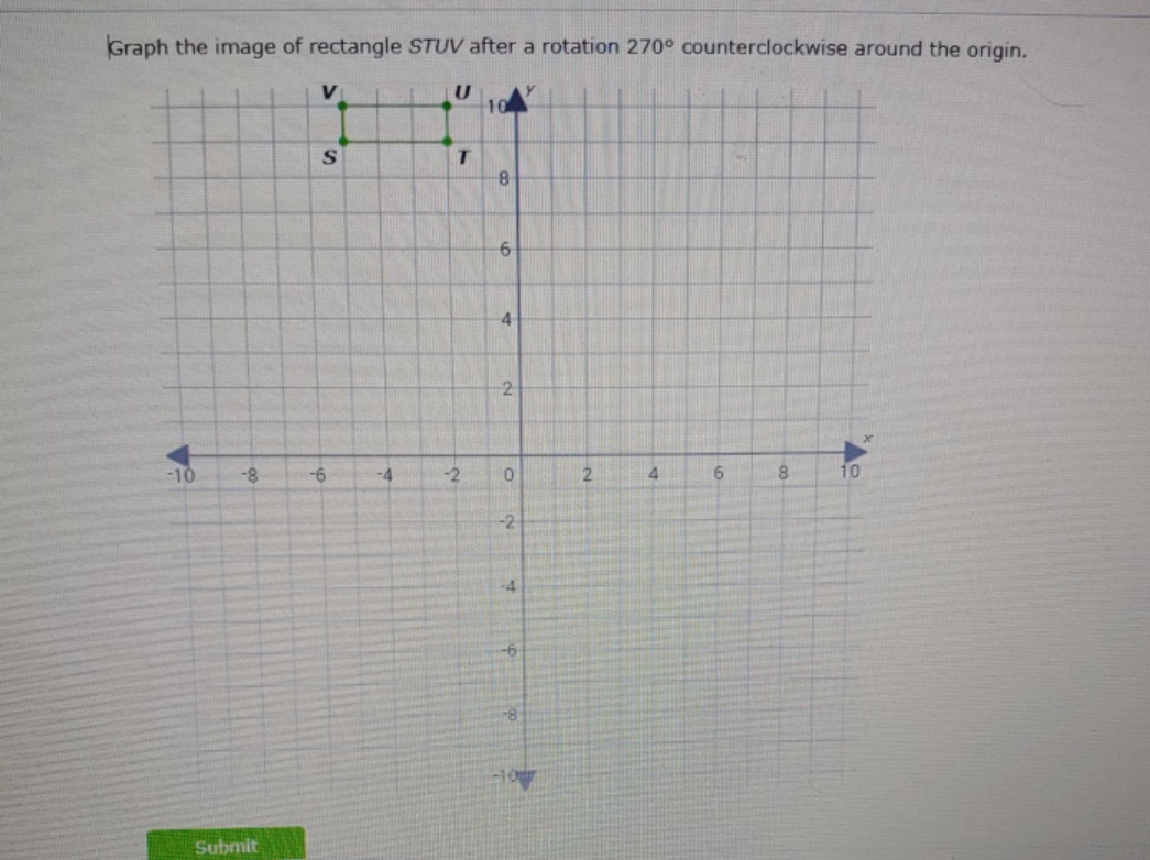 graph the image. of a rectangle STUV after a