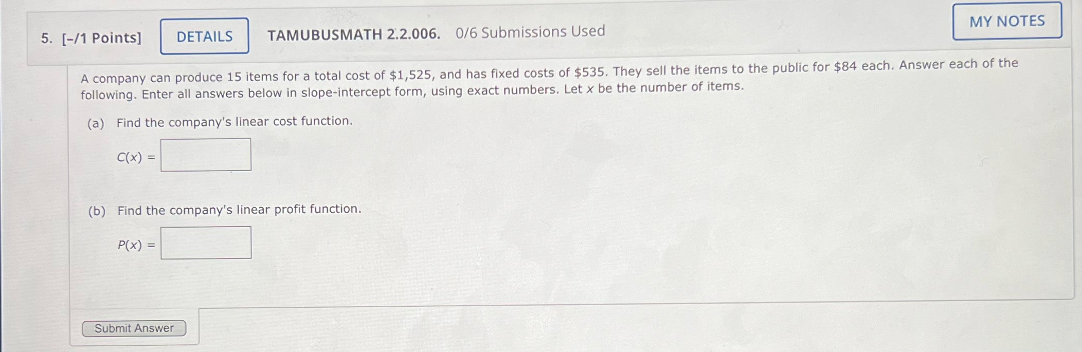 Can you help me with this question? 5. [-/1