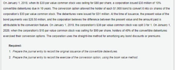 On January 1, 2018, when its $30 par value common