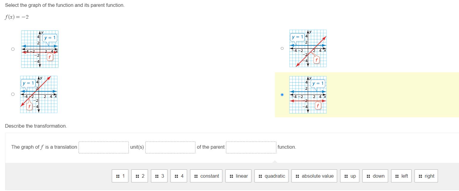 Question 1: Select the graph of the function and