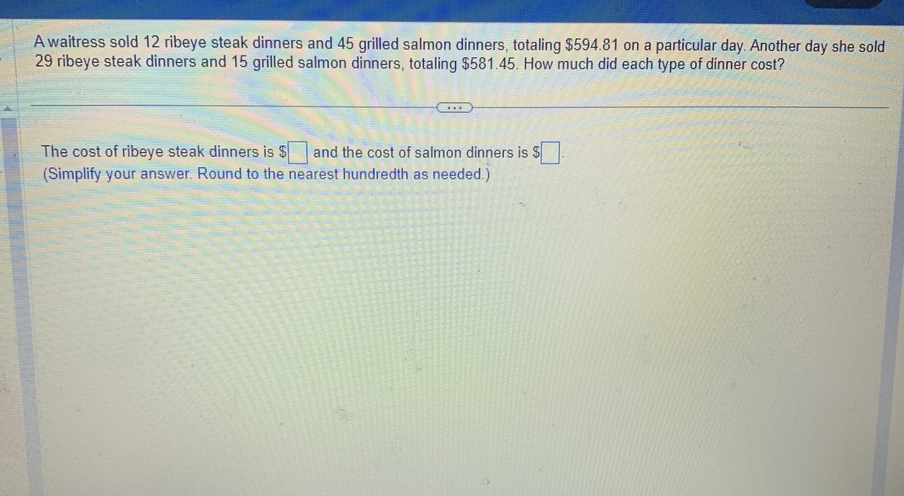 I need help solving this math problem with