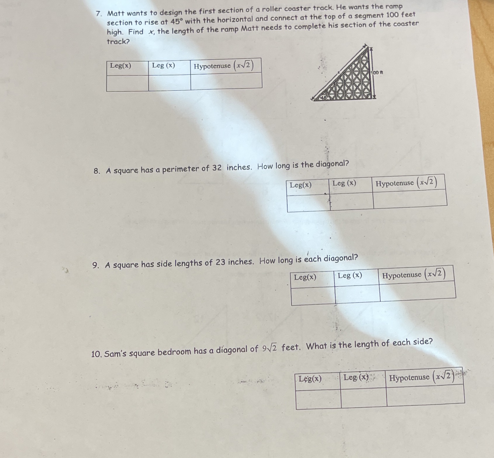 7. Matt wants to design the first section of a