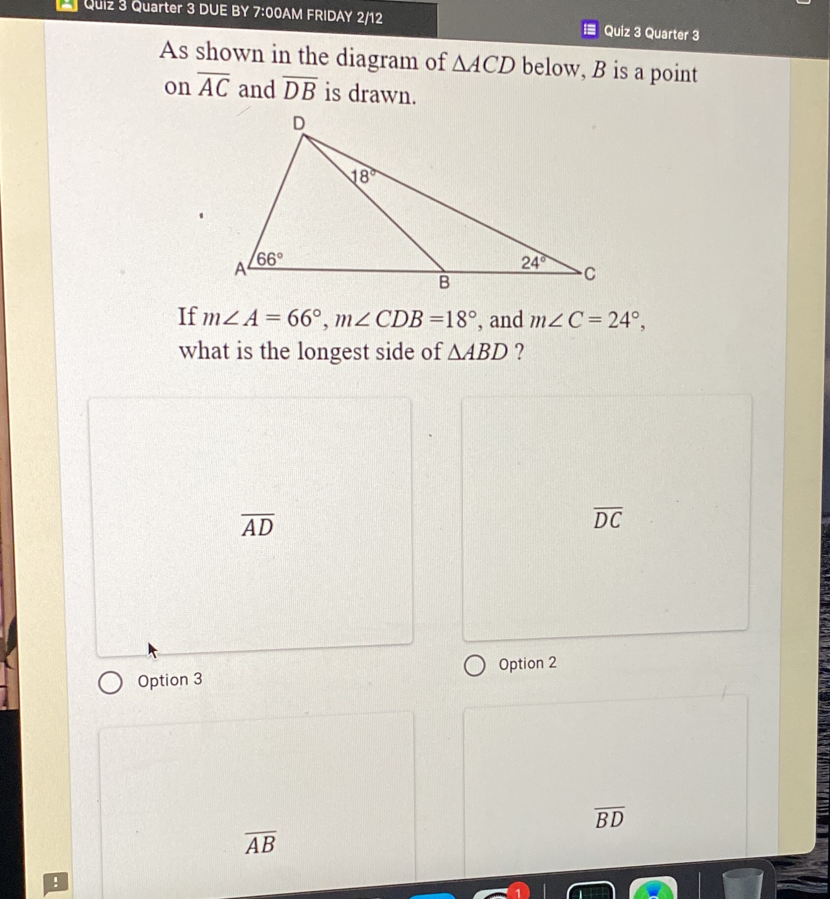 Quiz 3 Quarter 3 DUE BY 7:00AM FRIDAY 2/12 Quiz 3