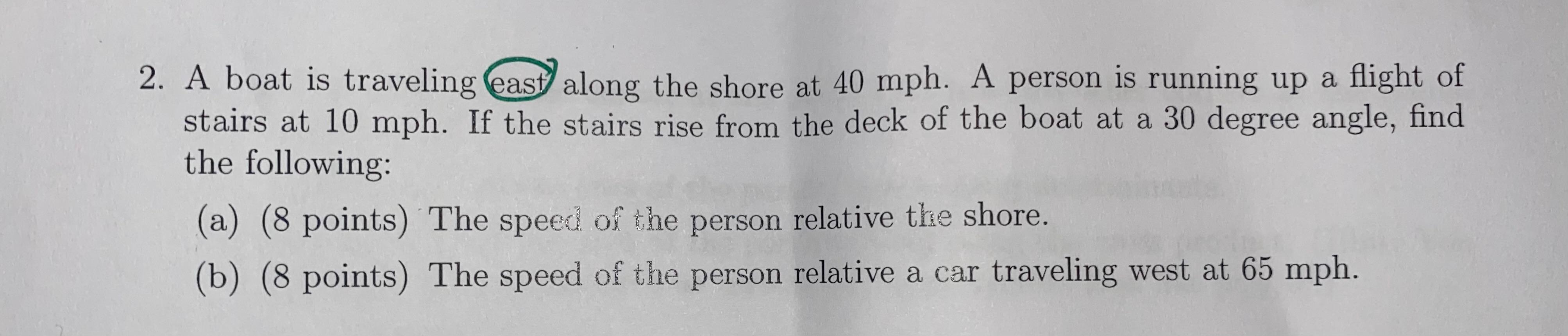 Please solve. 2. A boat is traveling east along