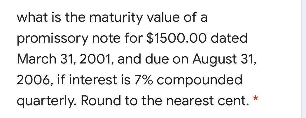 what is the maturity value of a promissory note