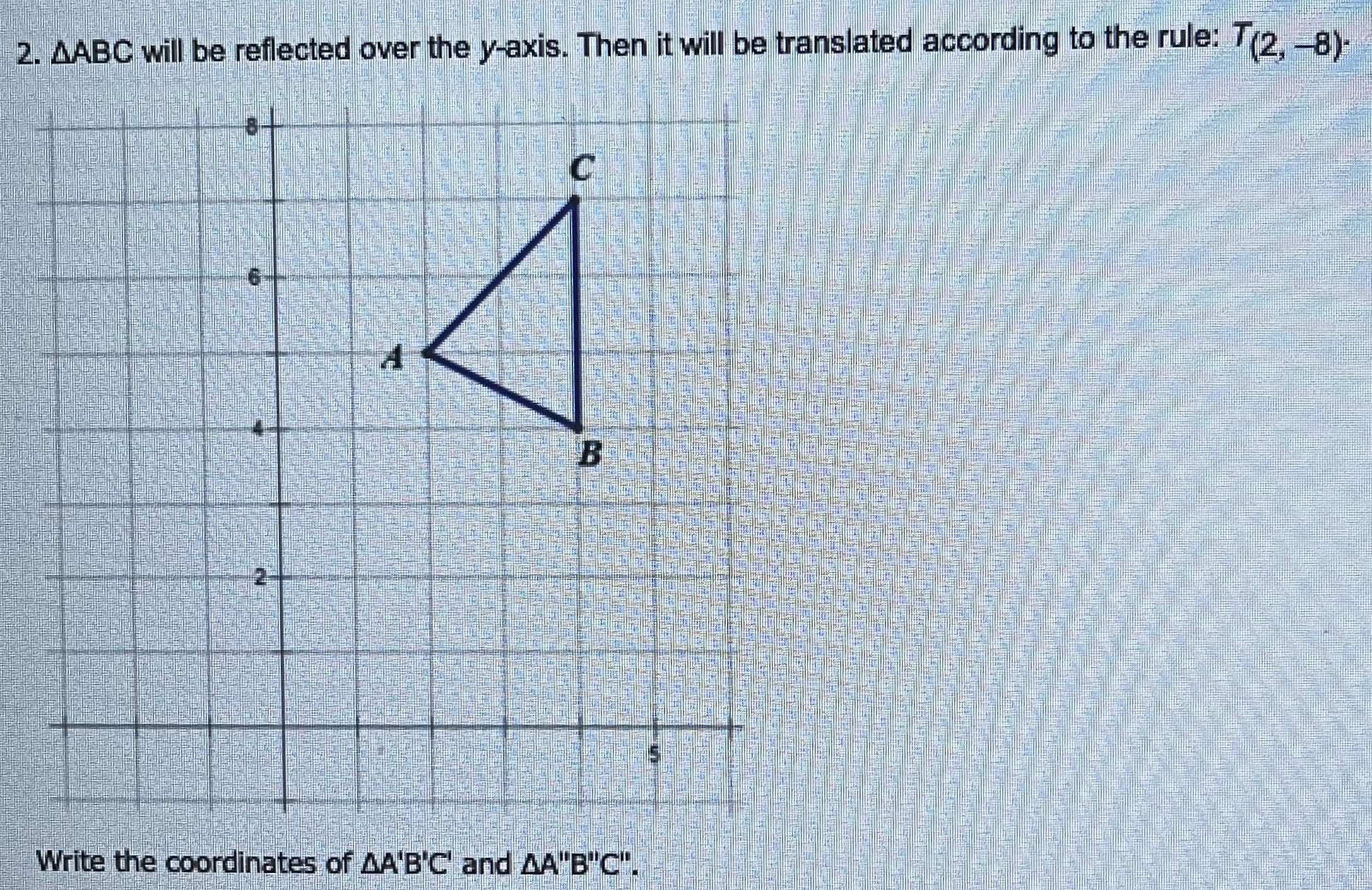 2. AABC will be reflected over the y-axis. Then