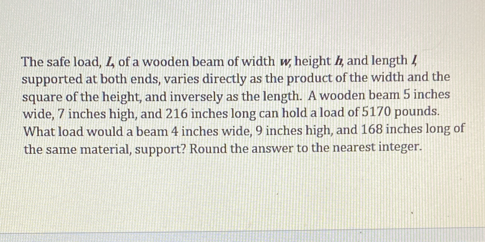 The safe head. 1; of a wooden beam of width W;