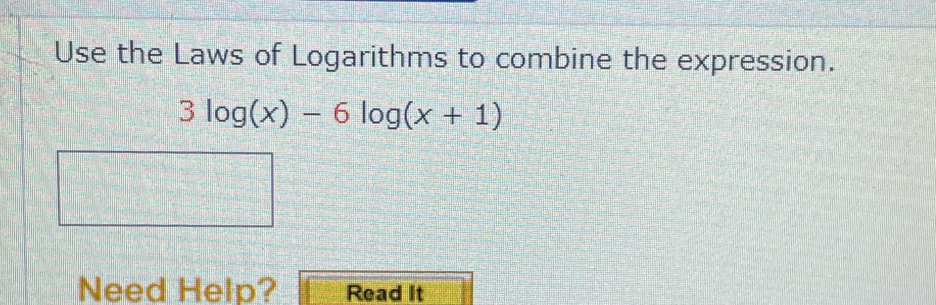 Help solving Use the Laws of Logarithms to