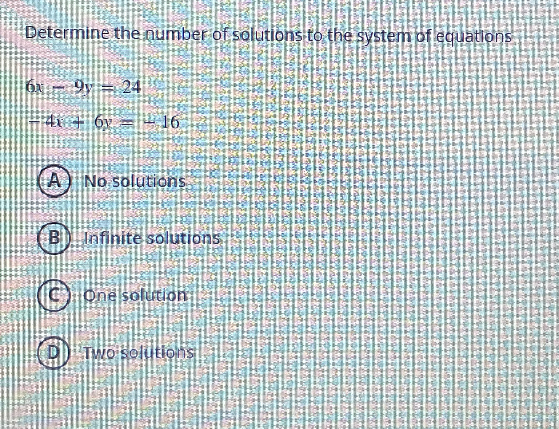 Determine the number of solutions to the system