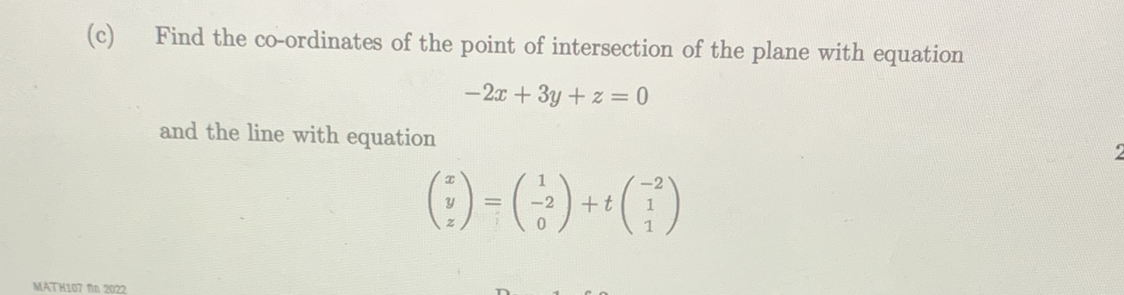 (c) Find the co-ordinates of the point of