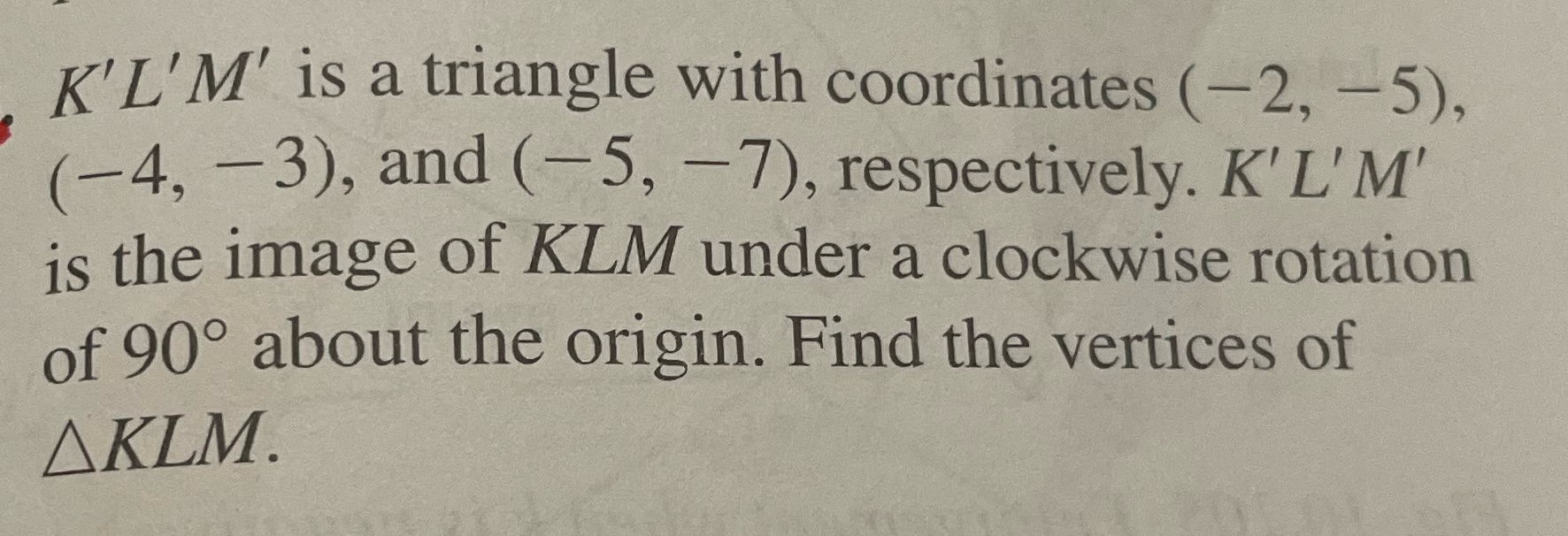 K'L'M' is a triangle with