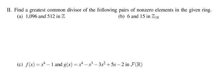 II. Find a greatest common divisor of the