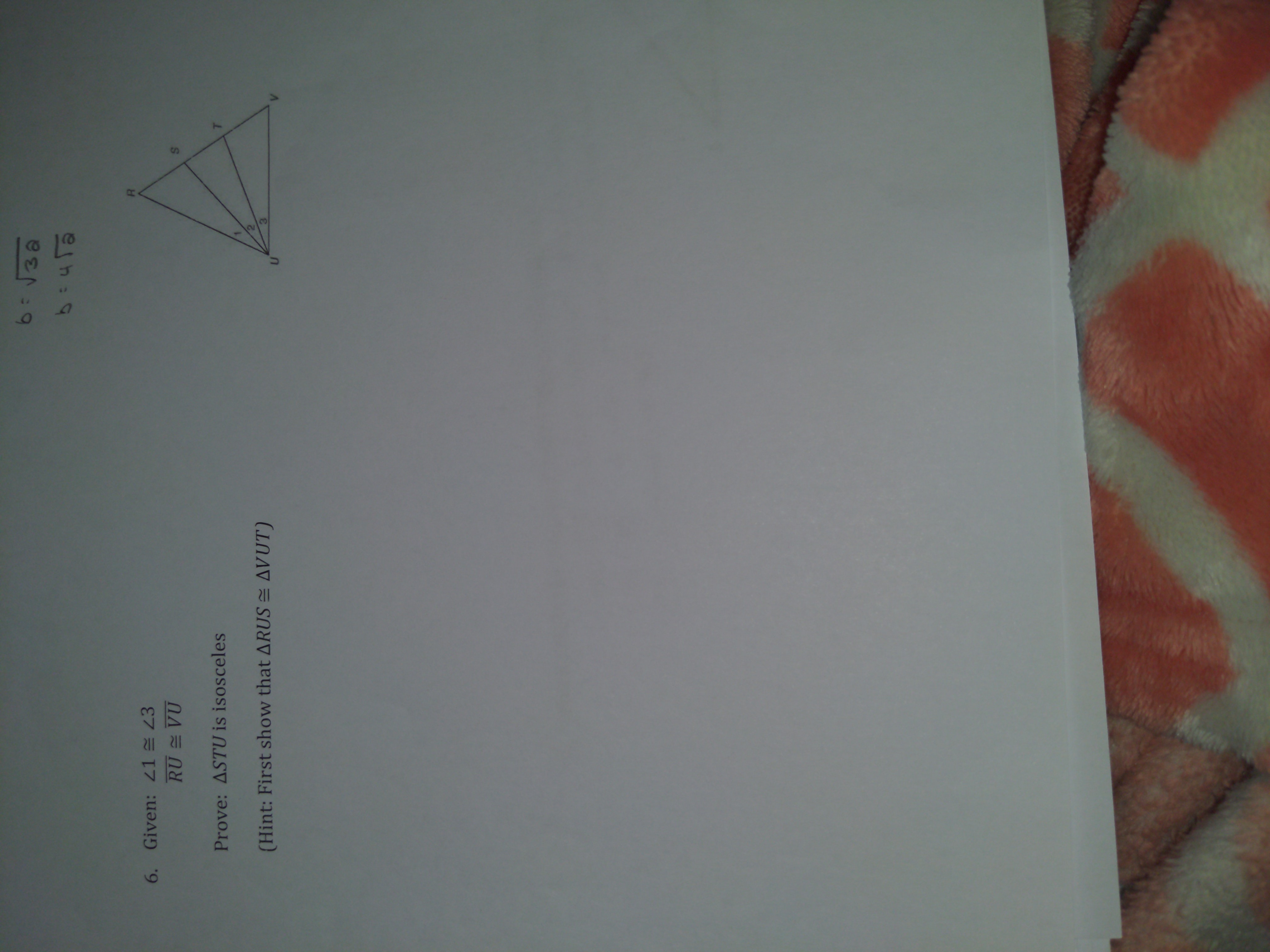 Given angle 1 equals and angle 3 Segment ru