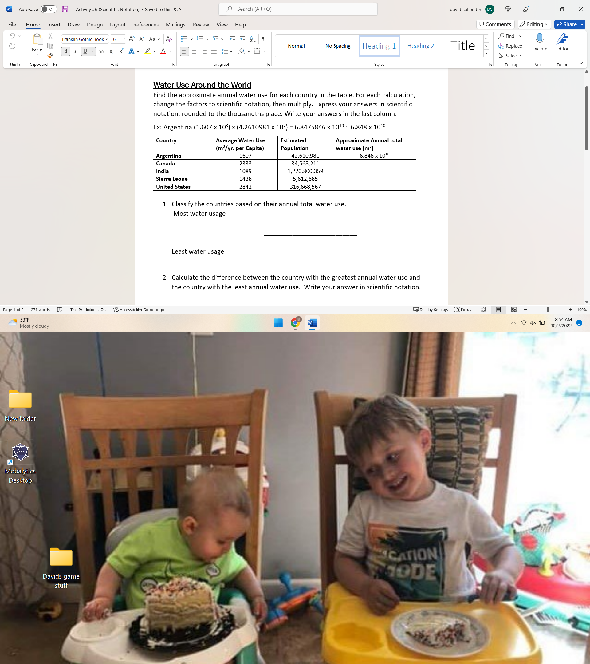 w AutoSave off H Activity #6 (Scientific