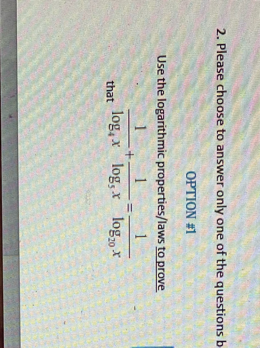 2. Please choose to answer only one of the