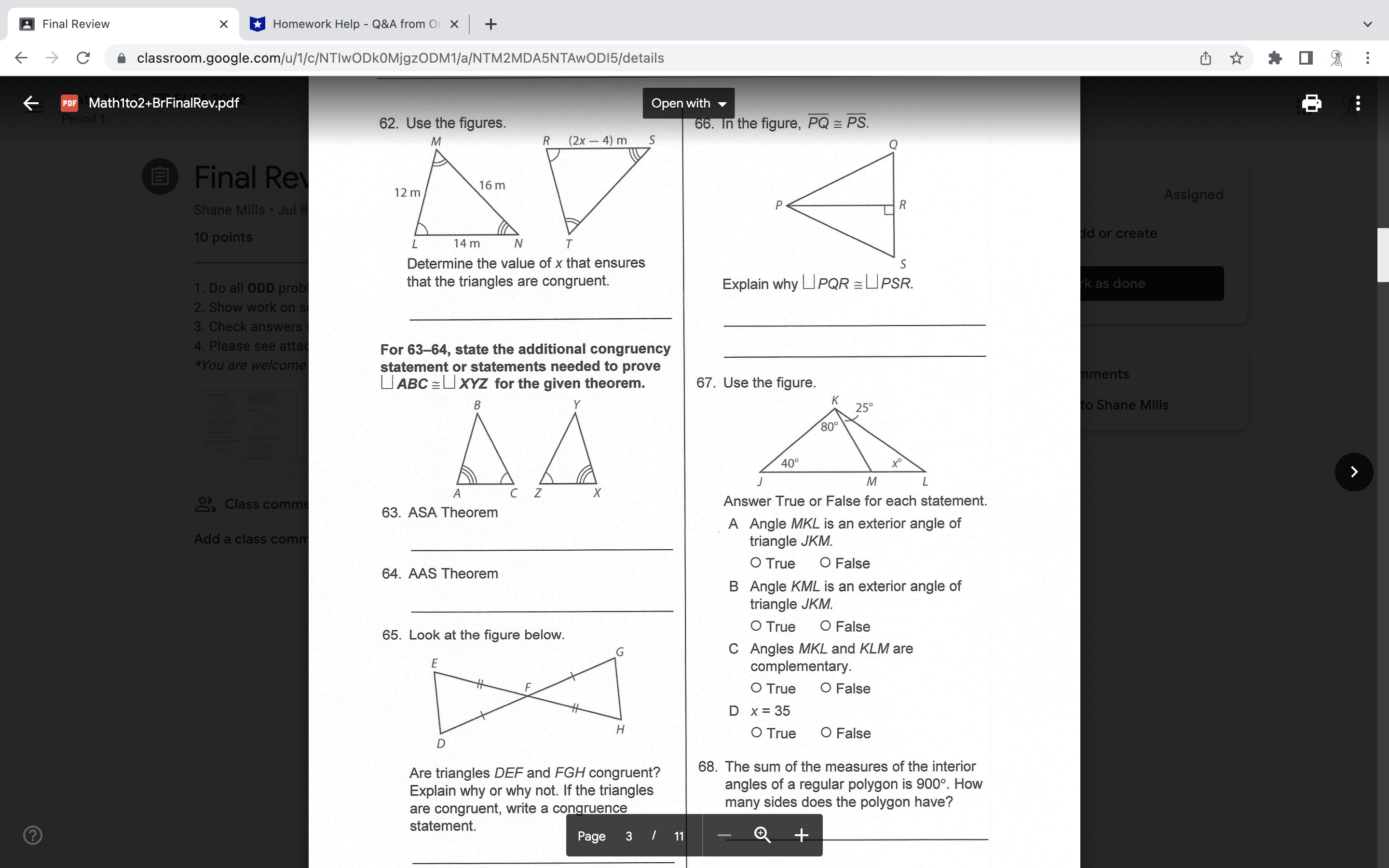 Final Review X Homework Help - Q&A from Or x + -