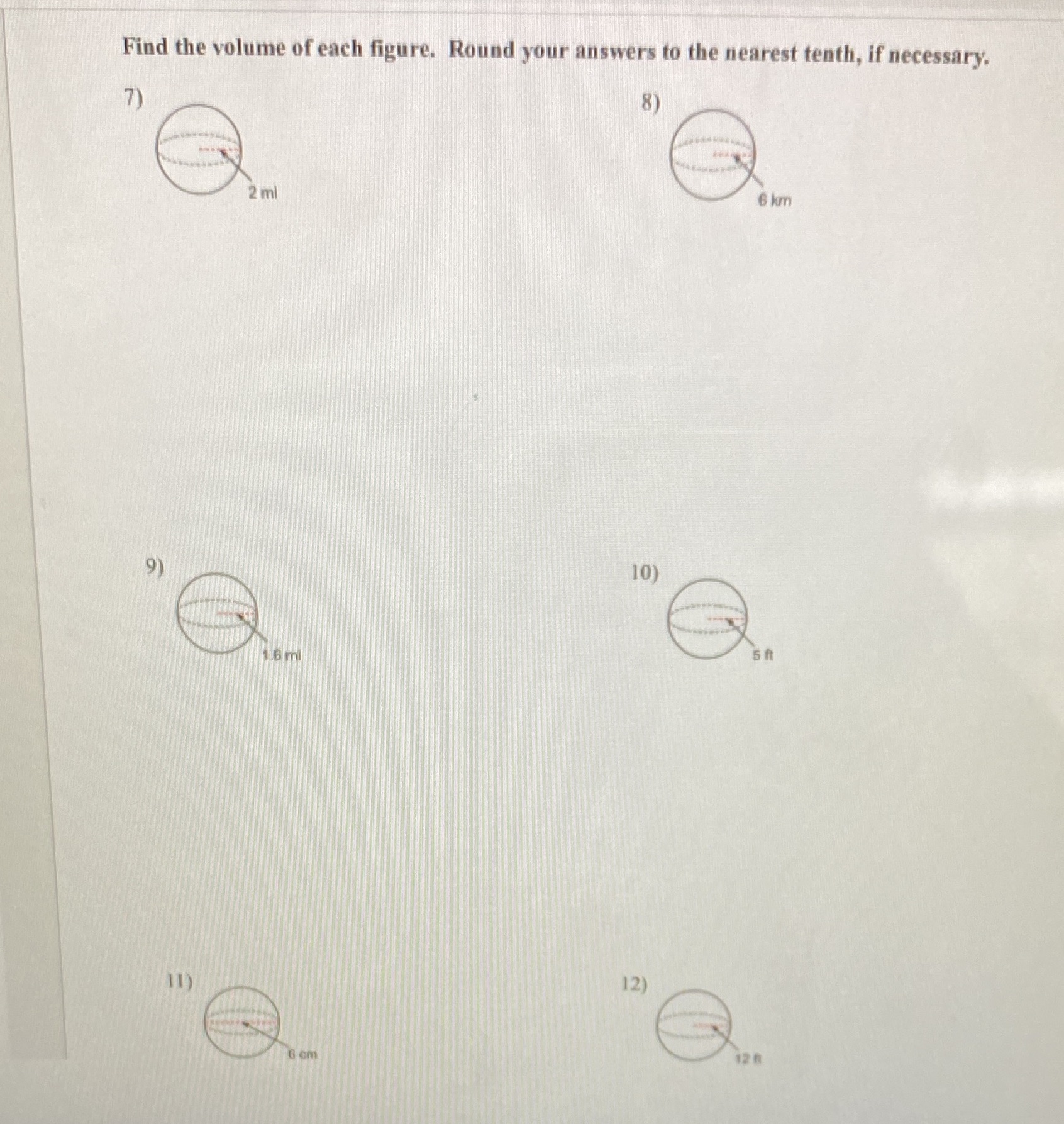 Find the volume. Round answers to nearest tenth