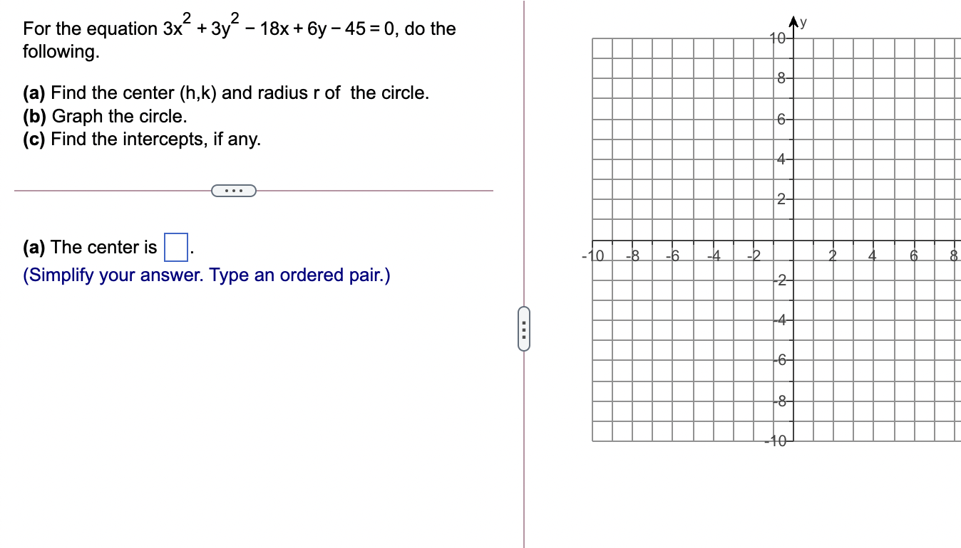 For the equation 3x + 3y - 18x + 6y - 45 =0, do