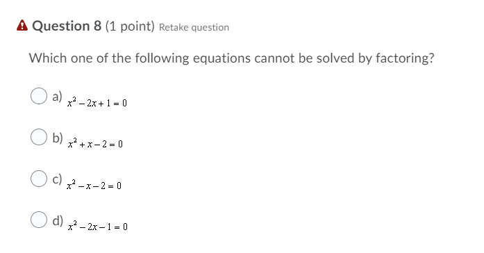 A Question 11 (1 point) Retake question Let