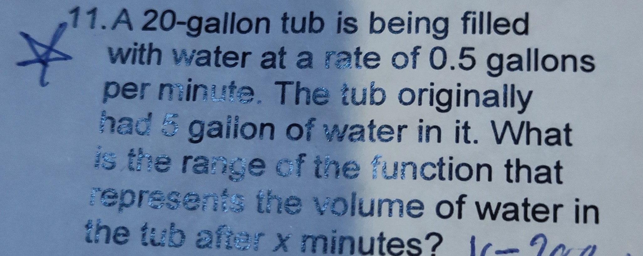 11. A 20-gallon tub is being filled with water at