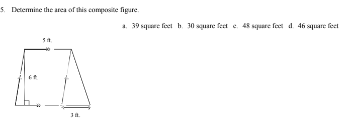 5. Determine the area of this composite figure.